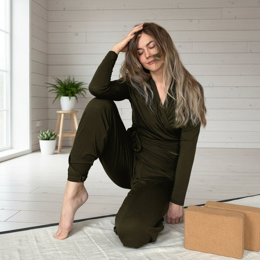 Wrap omslagsjakke Olivenbrun