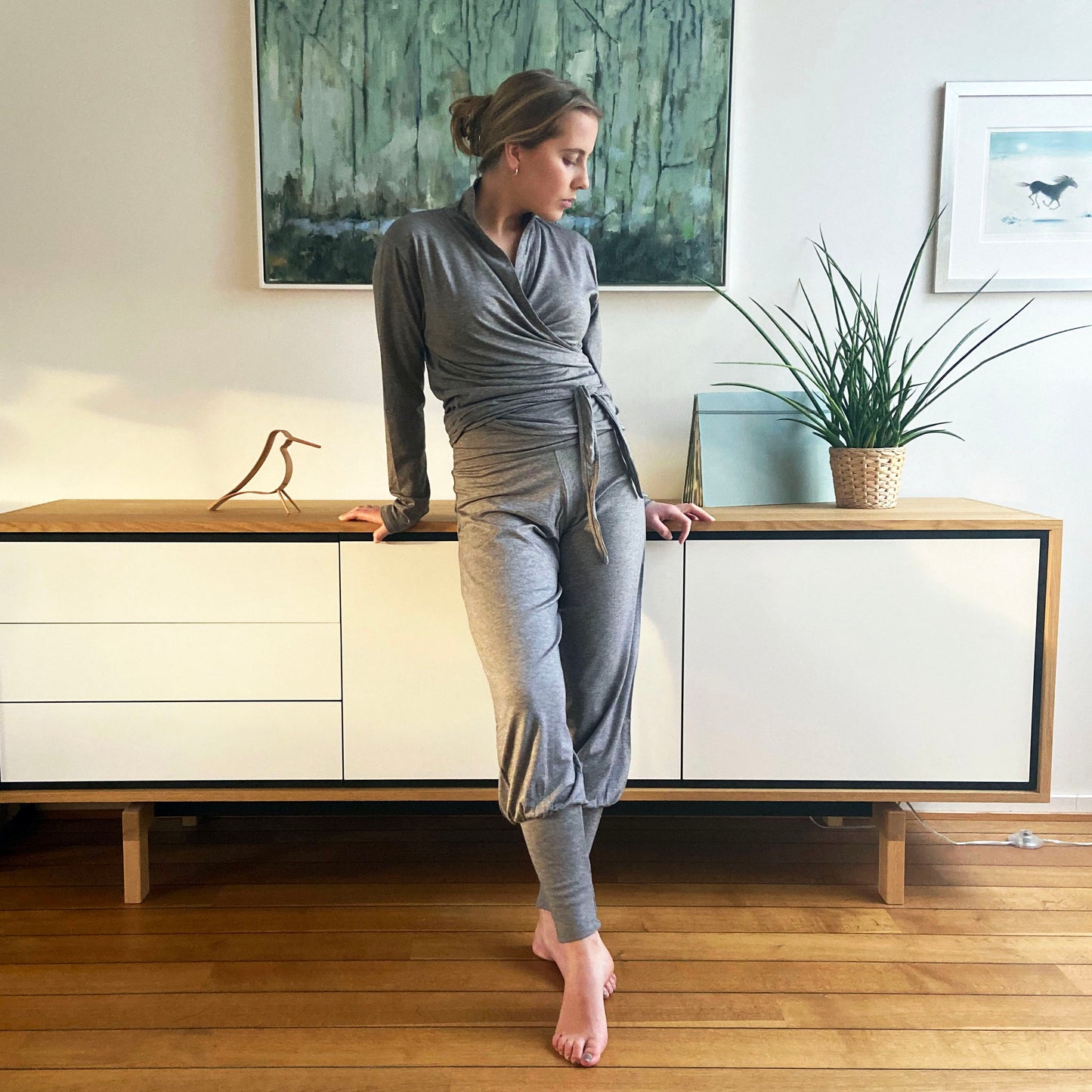 Baggy yogabukse Klassisk grå